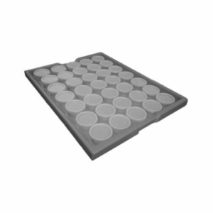 BANDEJA PLÁSTICA – PS – EMPILHÁVEL – PARA POTES DE SOBRE-MESA 100 ML